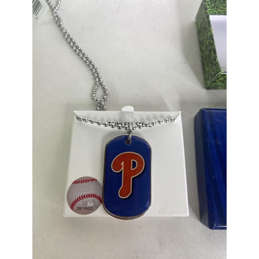 Philadelphia Phillies Dog Tag Necklace Stainless Steel MLB Licensed and Gift Box